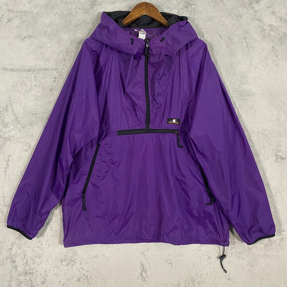 Sierra Designs Windbreaker Sz XL Purple Anorak Vintage Hooded Half Zip Gorpcore